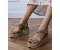 Moteriškos žalios vasarinės espadrilės su platforma