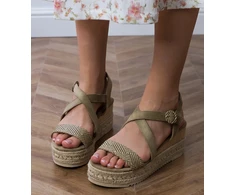 Moteriškos žalios vasarinės espadrilės su platforma
