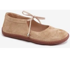 Moteriškos zomšinės barefoot balerinos Zazoo 021, smėlio spalvos