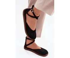 Moteriškos zomšinės barefoot balerinos Zazoo 320, juodos