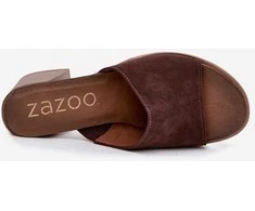 Moteriškos zomšinės šlepetės su kulnu Zazoo 40519, šokolado spalvos