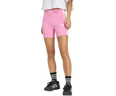 Moterų adidas Essentials 3-Stripes aukšto liemens dviratininko šortai, rožiniai, KT1625