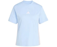 Moterų adidas Essentials 3-Stripes medvilniniai marškinėliai, šviesiai mėlyni KB7119