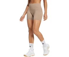 Moterų adidas Workout Essentials 4 colių smėlio spalvos šortai JX3926