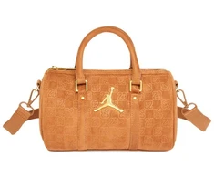 Moterų „Air Jordan“ zomšinis monogramos mini krepšys „Duffel“, 3 l, konjako spalvos – MA09209-X6X