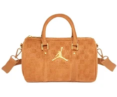 Moterų „Air Jordan“ zomšinis monogramos mini krepšys „Duffel“, 3 l, konjako spalvos – MA09209-X6X