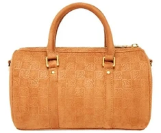 Moterų „Air Jordan“ zomšinis monogramos mini krepšys „Duffel“, 3 l, konjako spalvos – MA09209-X6X
