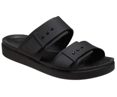 Moterų šlepetės per pirštą Crocs Brooklyn Buckle Low, juodos spalvos 211215 001