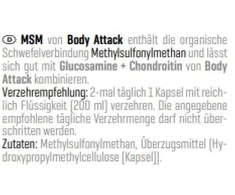 MSM kapsulės Body Attack 100 kapsulių