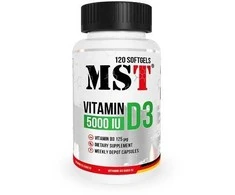 MST Vitaminas D3 5000IU 120 Minkštųjų želatinos kapsulių
