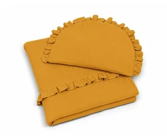 Muslino patalynės komplektas su raukinuku, 2 dalių, honey-yellow