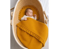 Muslino patalynės komplektas su raukinuku, 2 dalių, honey-yellow