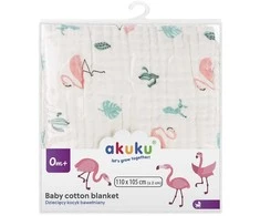 Albis Akuku muslininis pledukas 110x105 cm. Flamingai, A0686