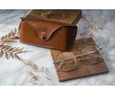 Solier Accessories Personalized genuine leather spectacle case Solier SA37 camel