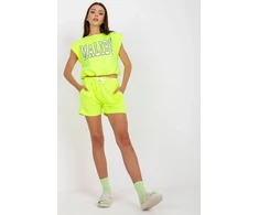 Neoninės žalios spalvos moteriškas šortų komplektas Ex Moda