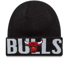 New Era NBA Chicago Bulls Užrašas Juoda Megzta Kepurė su Atvartu - 60691260
