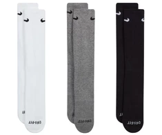 Nike Everyday Plus amortizuojančios kojinės, 3 poros, baltos, pilkos, juodos SX6888 964