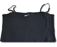 Nike Sportswear Essential Rib Crop Top Moteriškas Juodas/Baltas - DM6737-010