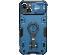 Nillkin CamShield Armor Pro dėklas iPhone 14 Plus su apsauga kamerai, žiedu stovui, mėlynas