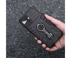 Dėklas Nillkin CamShield Armor Pro dėklo dangtelis iPhone 14 Plus šarvų dangtelis su fotoaparato dangtelio žiedo stovu mėlynas