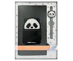 Nimmy rinkinys 2in1 užrašų knygelė + rašiklis juodos spalvos Big Eyed Pet 2.0 Panda