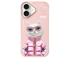 Nimmy Cool&amp;Cute 2.0 Katės dėklas, skirtas iPhone 16 - Rožinis