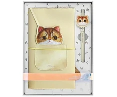 Nimmy rinkinys 2in1 užrašų knygelė + rašiklis haki spalvos Big Eyed Pet 2.0 Cat