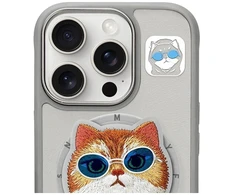 Nimmy Glasses Dėklas „Cool Cat“ MagSafe, skirtas „iPhone 16 Pro“ - Pilkas