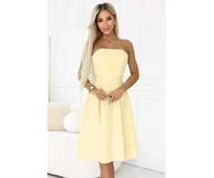 Numoco kokteilinė suknelė su rišamu diržu, geltona