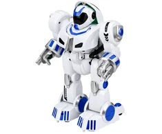 Nuotoliniu būdu valdomas žaislinis robotas, baltas ir mėlynas