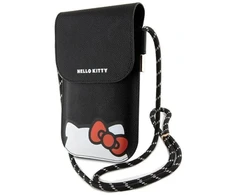 Hello Kitty HKOWBPSCKEK juodos spalvos odinė rankinė su paslėpta kačiuko virvele