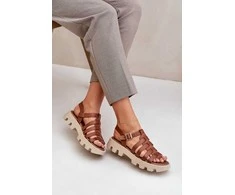 Odinės moteriškos basutės Zazoo camel spalvos