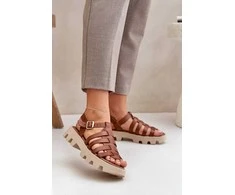 Odinės moteriškos basutės Zazoo camel spalvos