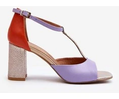 Odiniai sandalai ant kulno Laura Messi 2759 Violetinė