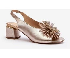 Odiniai sandalai su ornamentu Laura Messi 2719 Gold