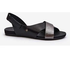 Odiniai sandalai su velcro juoda