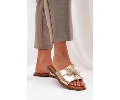 Odos imitacijos moteriškos šlepetės su kaspinu Step in style