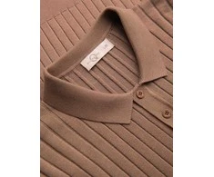 Ombre&amp;Edoti vyriški slim fit polo marškinėliai, šviesiai rudi