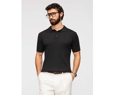 Ombre&amp;Edoti vyriški slim fit polo marškinėliai, juodi