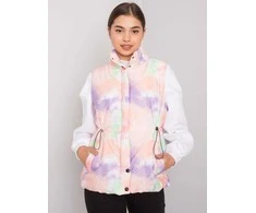 Oranžinės ir violetinės spalvos liemenė be gobtuvo
