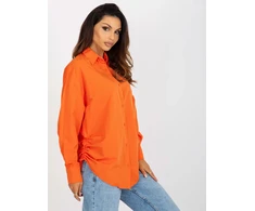 Oranžiniai oversize marškiniai su sutraukimais