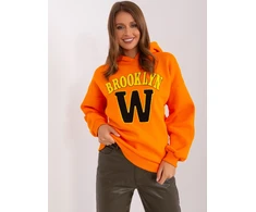 Oranžinis džemperis su gobtuvu ir „Brooklyn“ aplikacija