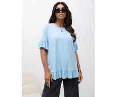 Oversize palaidinė šviesiai mėlyna