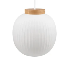Pakabinamas šviestuvas GLASS LANTERN, E27, baltos/medienos sp.