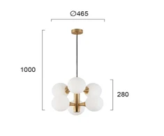 Pakabinamas šviestuvas GLOBE, 6xE14, baltos/aukso/juodos sp., 3094400