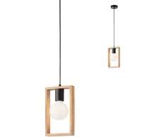 Pakabinamas šviestuvas TIMBER, E27, juodos/medžio sp.
