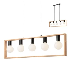 Pakabinamas šviestuvas TIMBER, E27, juodos/medžio sp.
