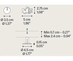 Pakabinamo šviestuvo laikiklis RECESSED MICRO, baltas