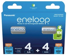 PANASONIC ENELOOP komplektas 4 x AA 2000mAh + 4 x AAA 800mAh