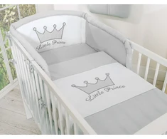 Patalynės komplektas 3 dalių pilkas Little Prince/Princess – saldžiam kūdikio miegui.